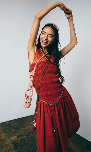 Strapless Mini Dress (Multi-Sze) - Burnt Orange