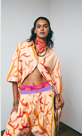 Button-Up Shirt (Multi-Size) - Coral of Life Print