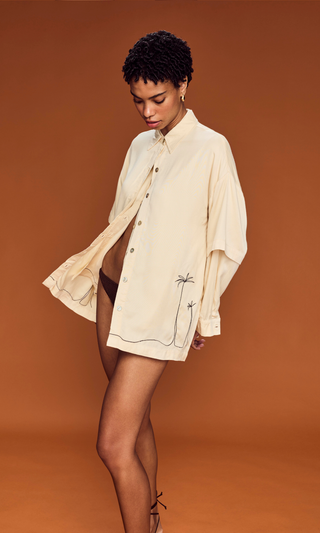 Long Sleeve Button-up Bamboo Shirt Sand PRE-ORDER
