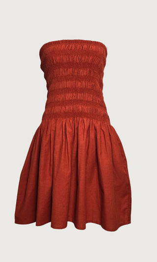 Strapless Mini Dress (Multi-Sze) - Burnt Orange