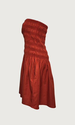 Strapless Mini Dress (Multi-Sze) - Burnt Orange