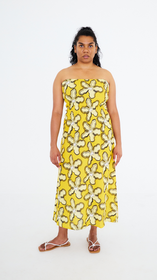 Wild Strapless Dress - Kapok Print