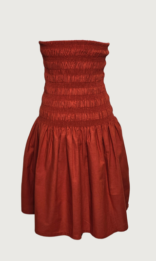 Strapless Mini Dress (Multi-Sze) - Burnt Orange