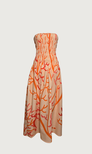 Strapless Maxi Dress - Coral of Life Print