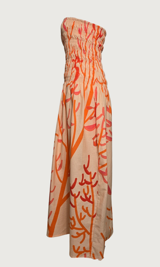 Strapless Maxi Dress - Coral of Life Print