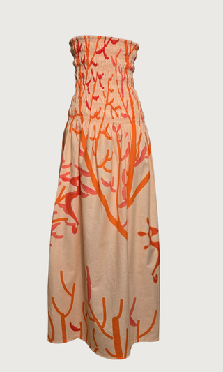 Strapless Maxi Dress - Coral of Life Print