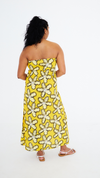 Wild Strapless Dress - Kapok Print