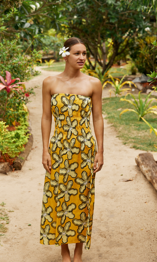 Wild Strapless Dress - Kapok Print